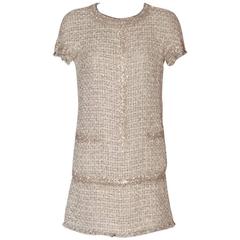 Chanel Metallic Tweed Cocktail Dress – Silver Beads and Strass – Like New