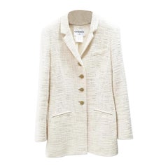 Chanel 12PF Giacca Jewell Button Avorio Tweed Sz.46