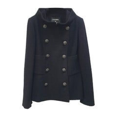 Chanel Gripoix Buttons Black Tweed Jacket Sz.44