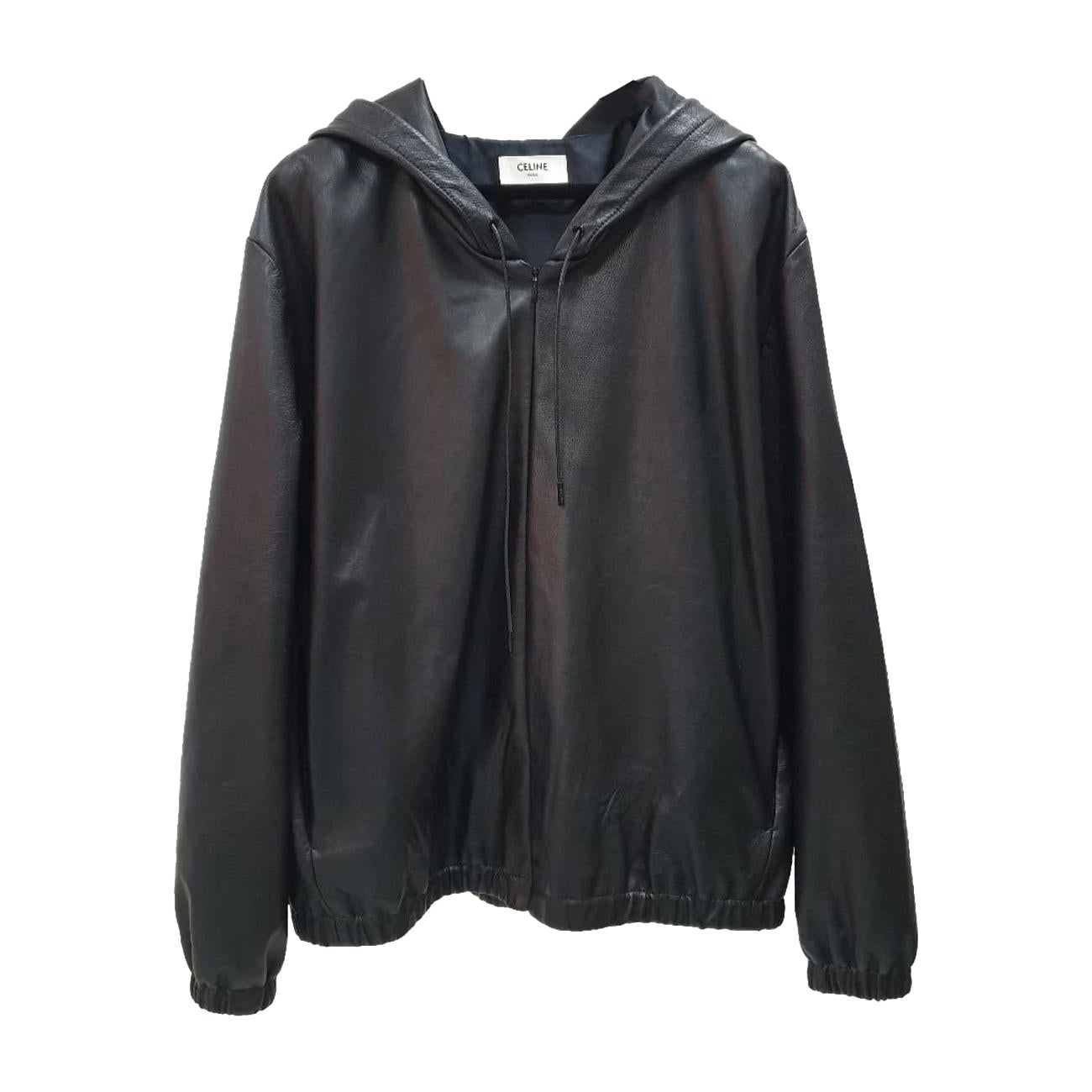 Celine BOMBER CON CAPPUCCIO IN PELLE NERA TAGLIA 42 in vendita