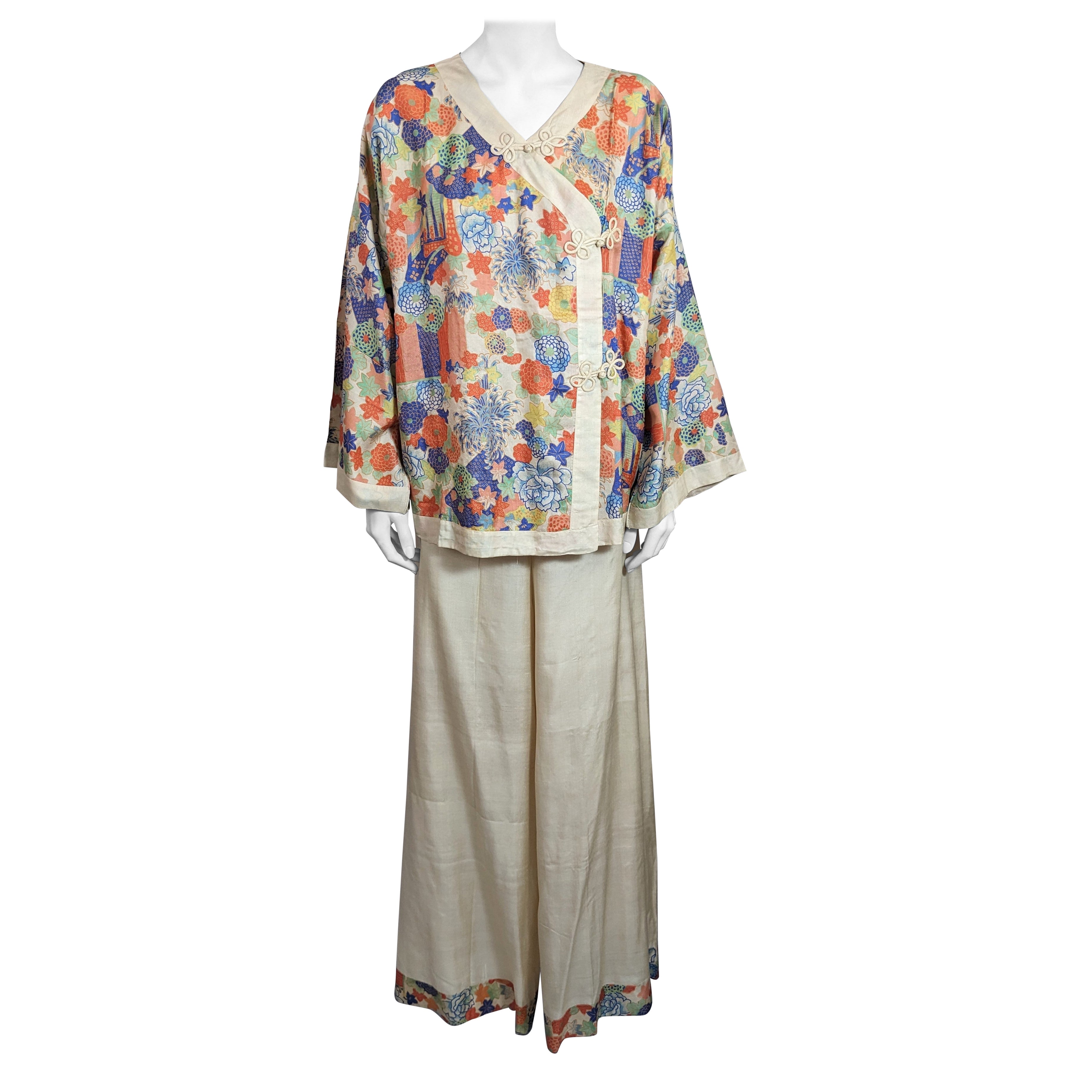 Pyjama de détente en soie Art déco, Japon, années 1920