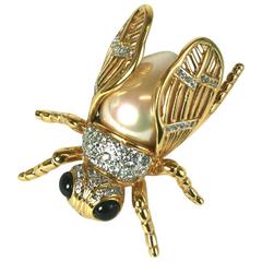 Vintage Vogue Bijoux Pearl Body Bug Brooch