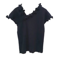 CHANEL Black Bows CC Logo Sweater Top Knit Sz.40