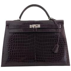 Hermes Amethyste Crocodile Kelly Bag