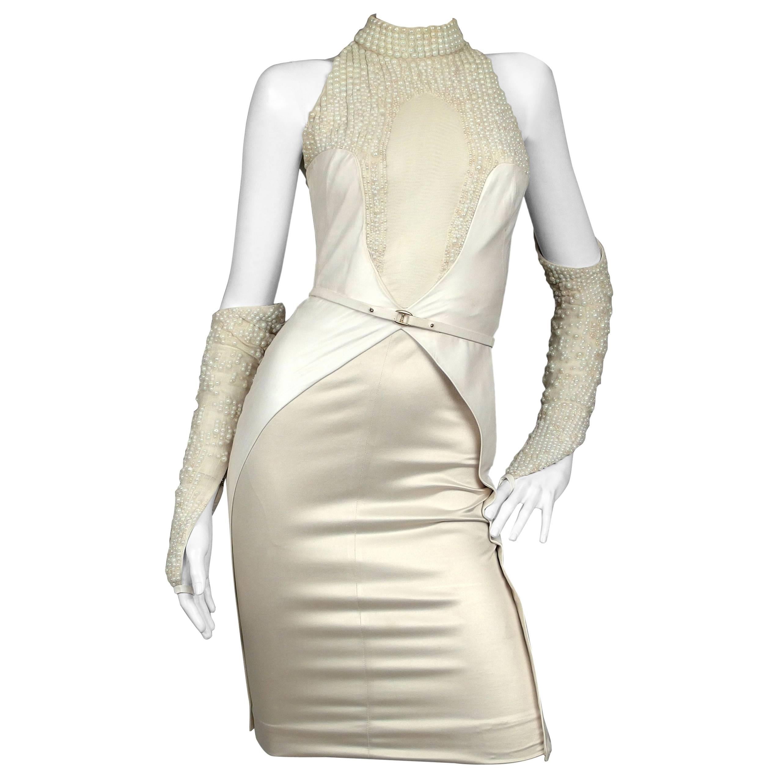 SarahNeuhard pearl embellished knee length dress