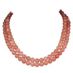 AJD Collar de Dos Filamentos de Ágata Melocotón/Rosa de 21 Pulgadas Perfecto para el Verano