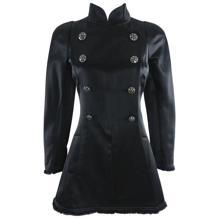 Chanel 08A Black Silk Satin Evening Jacket at 1stDibs