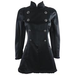 Chanel 08A Black Silk Satin Evening Jacket