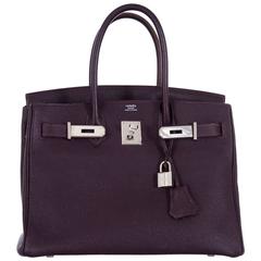 HERMES BIRKIN BAG 30cm Raisin Palladium hardware