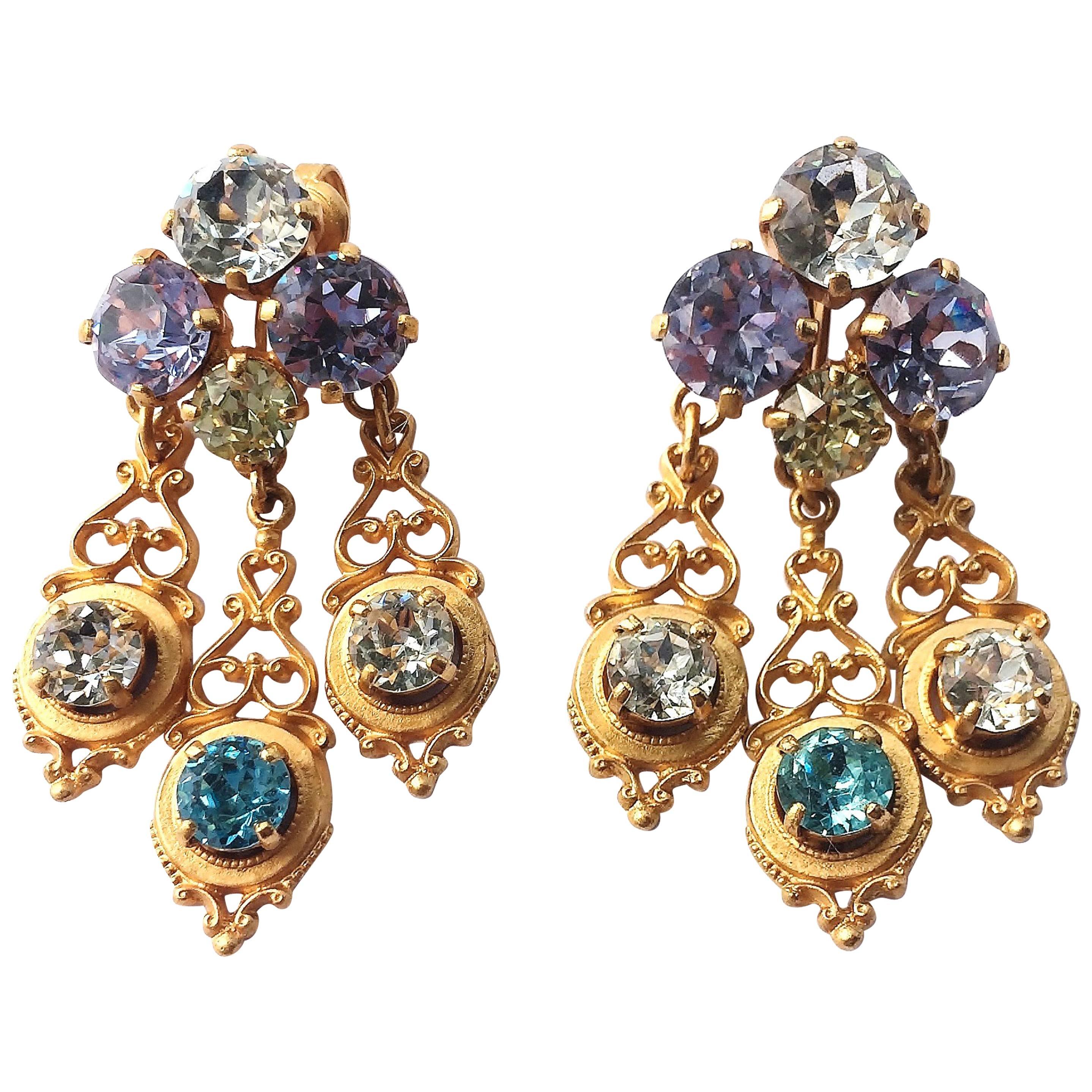 Triple drop earrings, att. Christian Dior , early 1950s