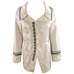 Christian Lacroix 1998 Ivory Silk Antique Soutache Jacket