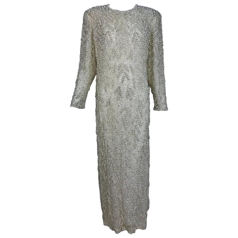 heavily beaded evening gown