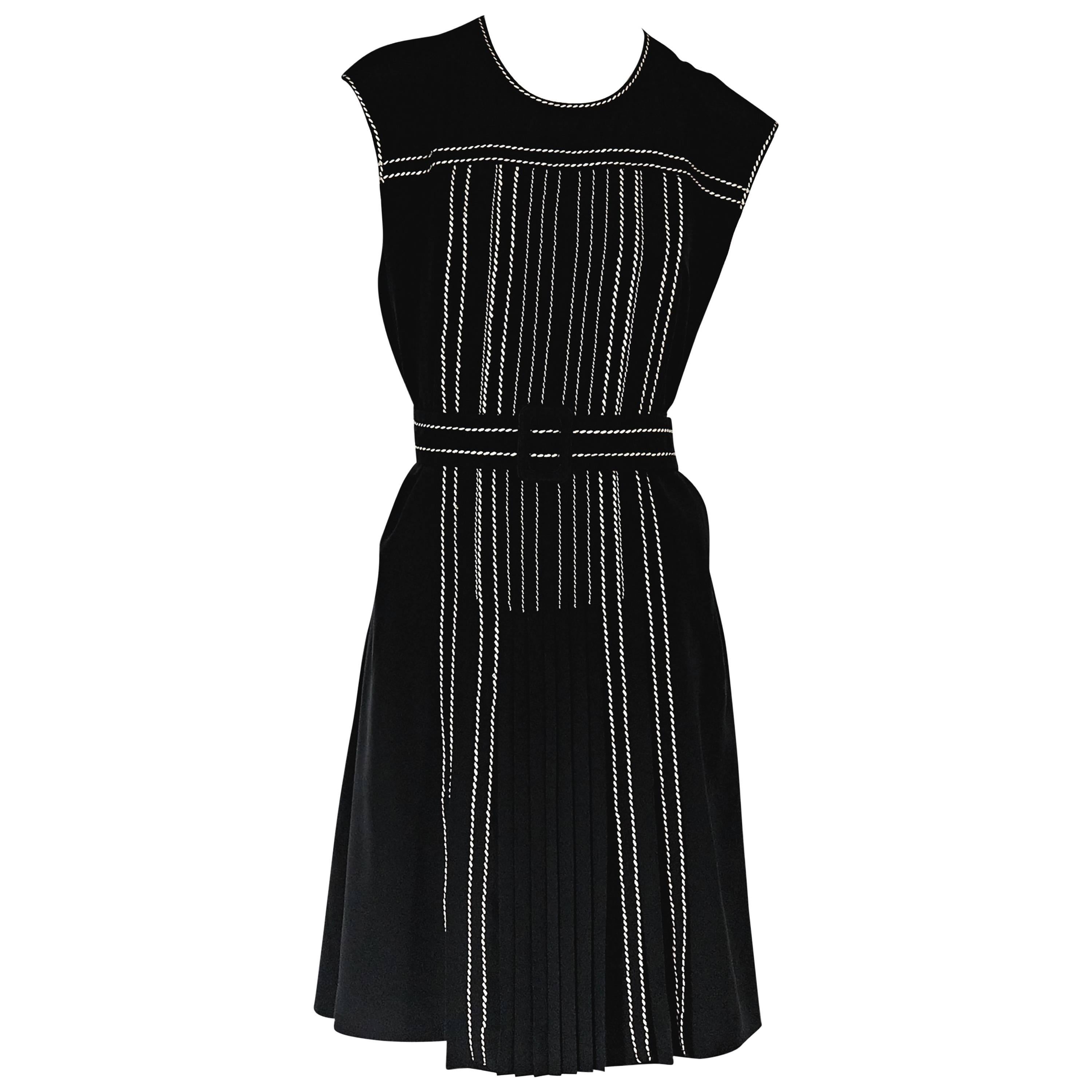 Black Prada Silk Belted Dress