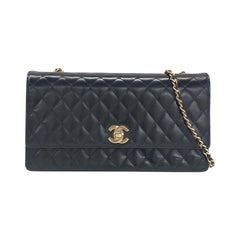 Chanel Classic Flap Medium East West Black Calfskin Leather 2011-2012
