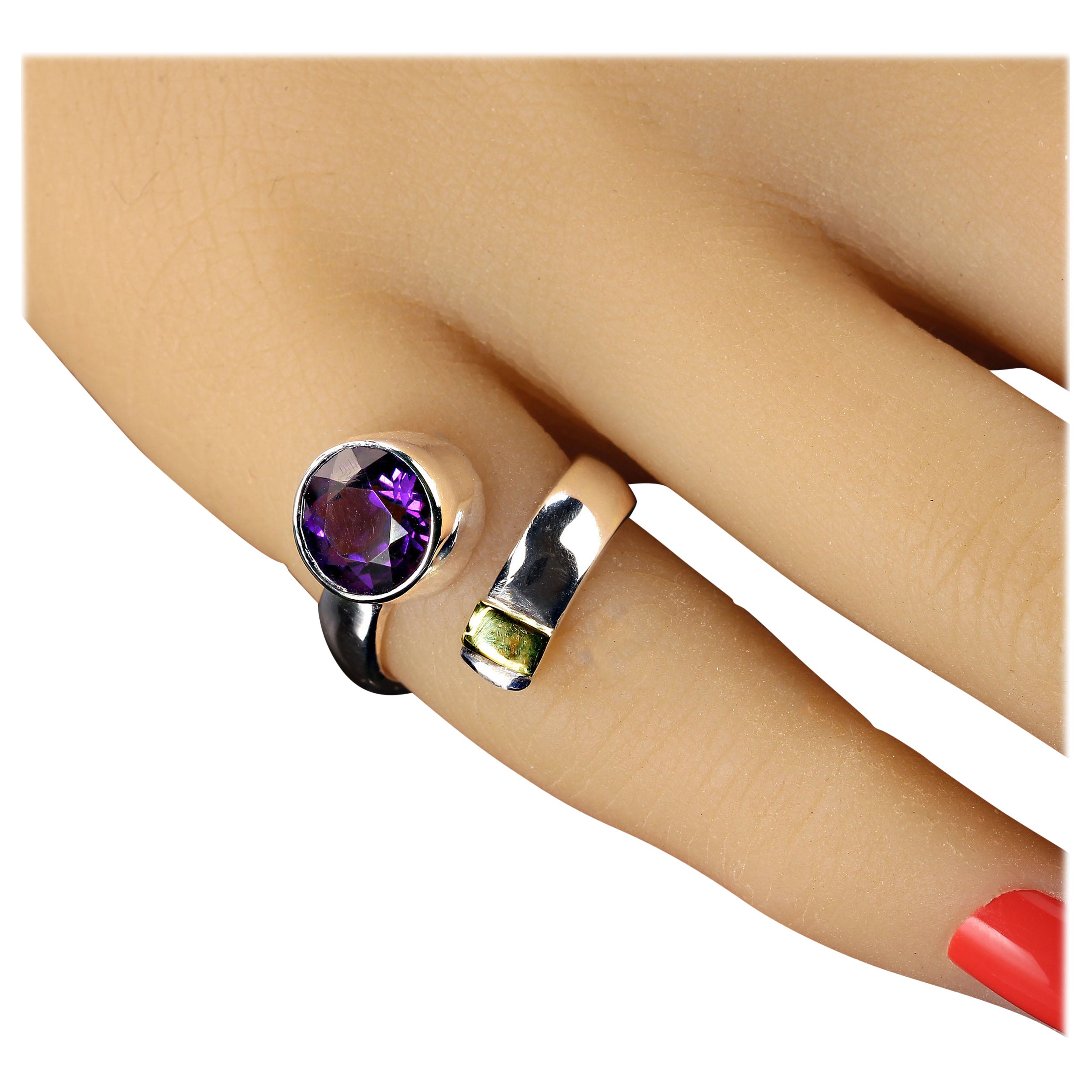 AJD Crossover Amethyst- und Sterling-Ring mit 14K Gold-Akzent im Angebot