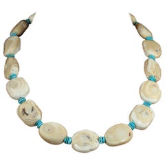 AJD Summer Fun Creamy White Bamboo Coral And Sleeping Beauty Accents Necklace