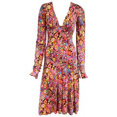 Gianni Versace Plunging Neckline Abstract Dress 2002 1