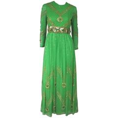 Vintage Saz Surjit and Adash Gill 1970s Beaded Silk Dress Gown 12