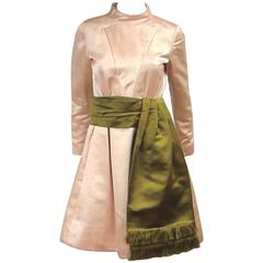 VIntage 1960s Teal Trania Silk Dupioni Dress Never Worn 8