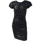 Tadashi - Robe noire à paillettes des années 80