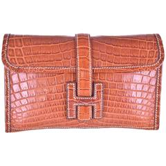 Hermes Jige Mini 20cm Matte Fauve Crocodile Niloticus Clutch Pochette 1