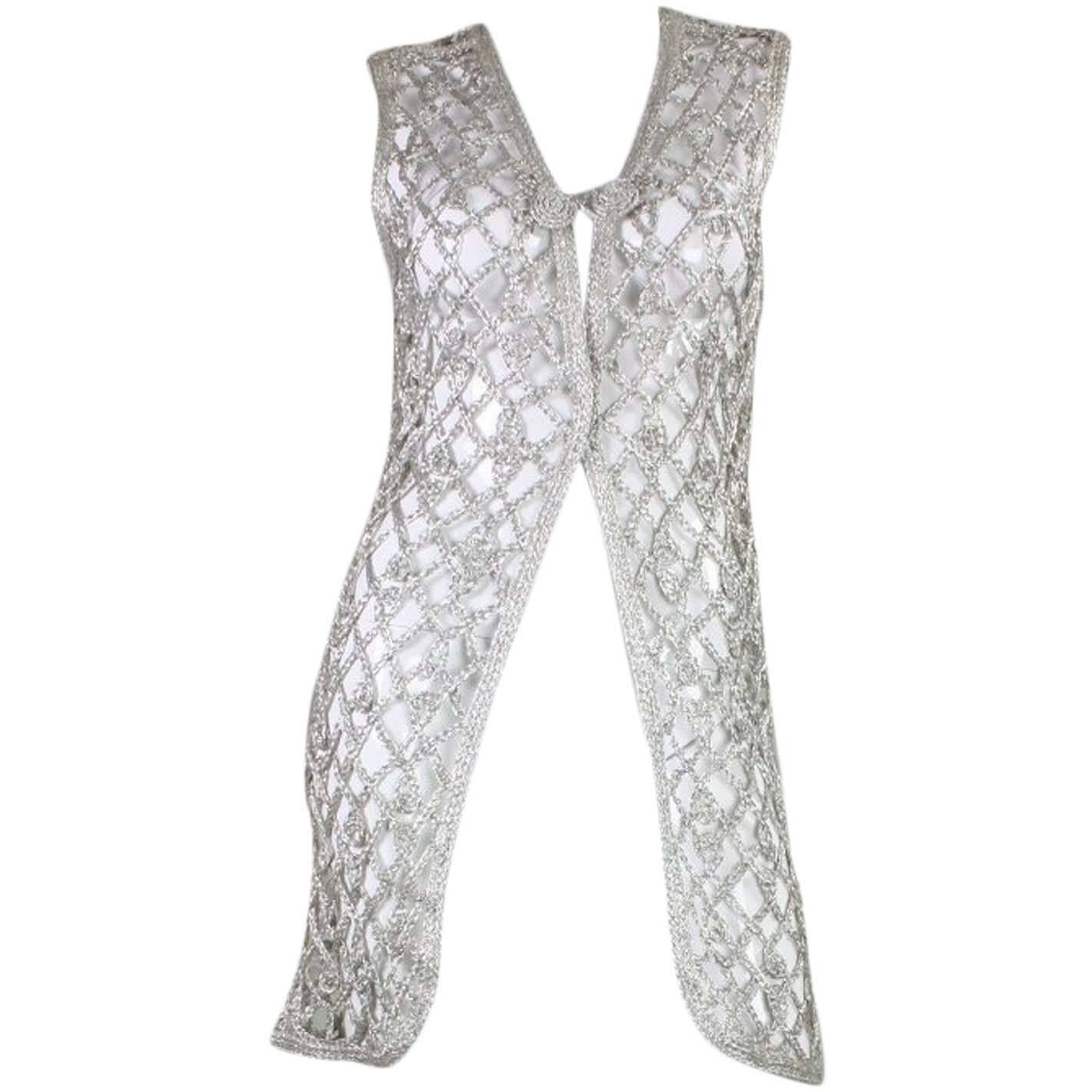 1960's Space Age Metallic Silver Long Vest For Sale