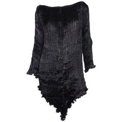 Patricia Lester Pleated Silk Tunic with Beaded Neckline