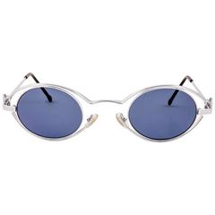 New Vintage Karl Lagerfeld 4123 04 Oval Silver 1990 France Sunglasses 4