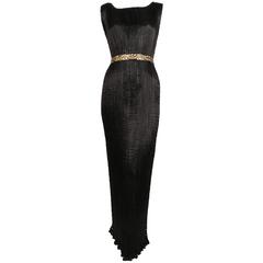 Antique 1920's MARIANO FORTUNY pleated black silk DELPHOS gown