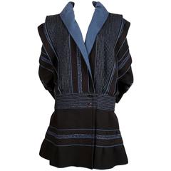 1983 ISSEY MIYAKE black and blue 'SAMURAI' woven wool coat