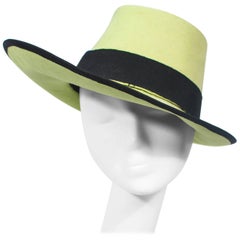 Vintage YVES SAINT LAURENT Rive Gauche Runway Abstract Green Top Hat
