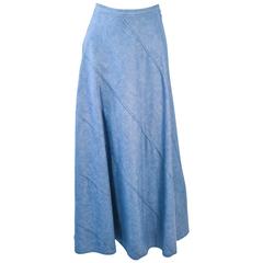 OSCAR DE LA RENTA Vintage 70's Diagonal Denim Maxi Skirt 2 4 3