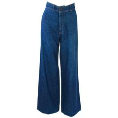 LEVI'S 70's Vintage High Waist Wide Leg Stone Washed Denim Jeans Size ...