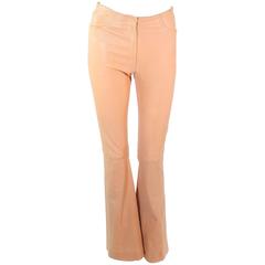 JEAN CLAUDE JITROIS Vintage Stretch Nude Leather Pants Size 0 2 38 12