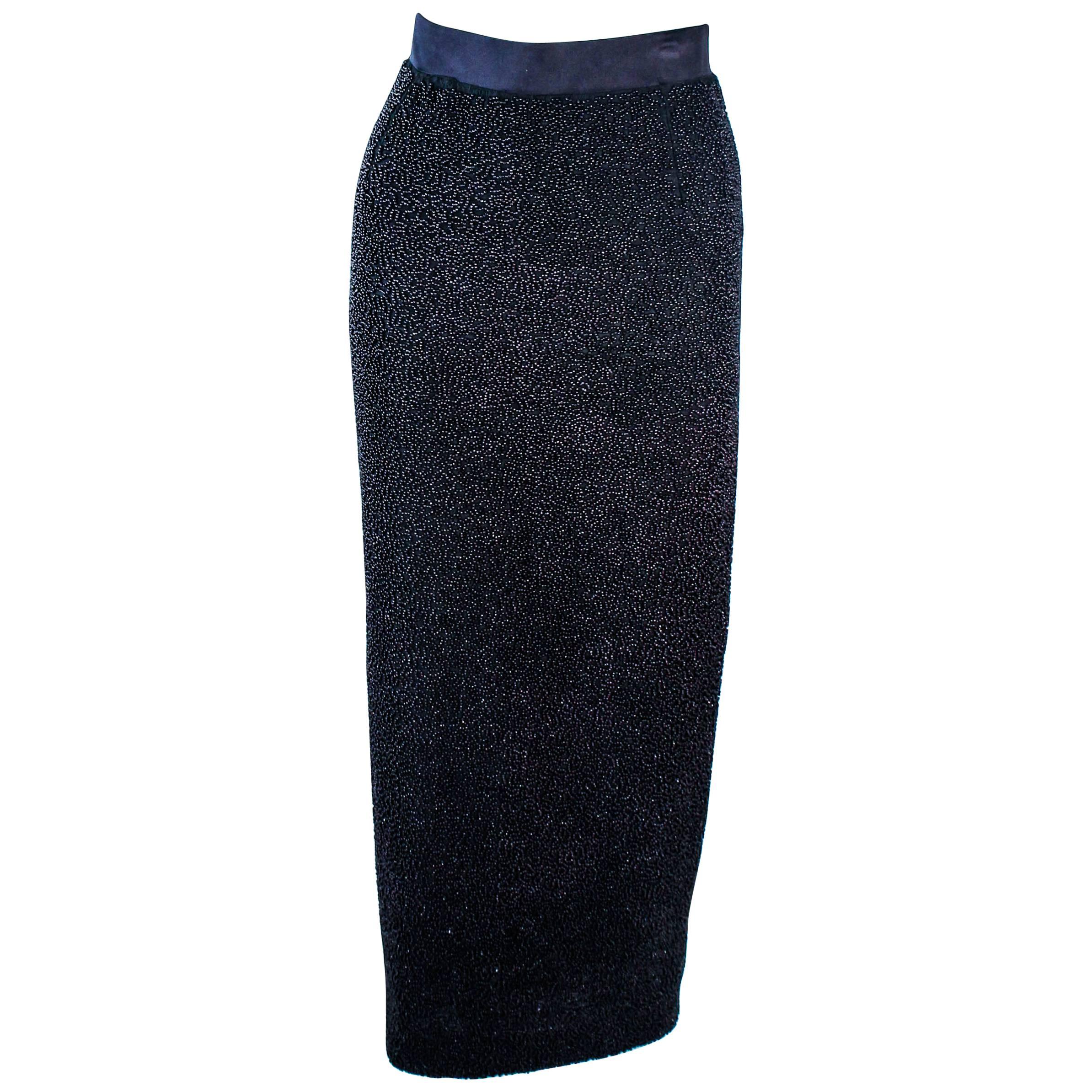 JEAN PAUL GAULTIER Vintage Beaded Full Length Silk Skirt Size 40 For Sale