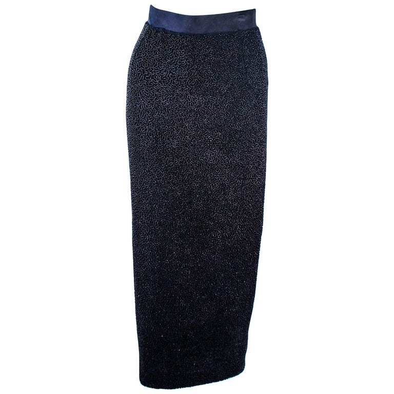 JEAN PAUL GAULTIER Vintage Beaded Full Length Silk Skirt Size 40 For ...
