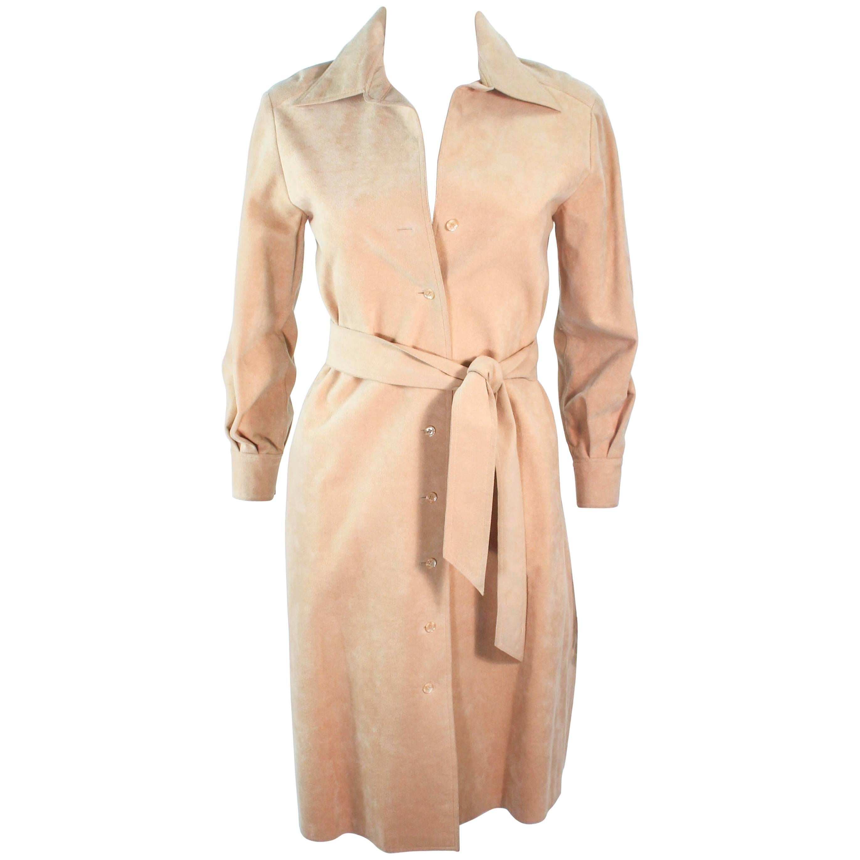 HALSTON Vintage Beige Suede Dress Size 4 6