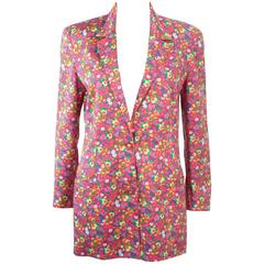 GIANNI VERSACE Vintage Floral Print Blazer with Medusa Buttons Size 8 10 1