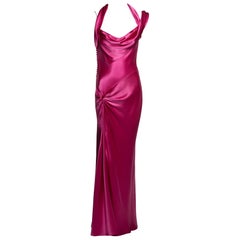 Christian Dior by John Galliano for Christian Dior for Christian Galliano for Christian Dior by John Galliano Pink Silk Bias-Cut Draped Evening Dress, FW 2003