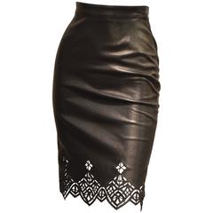 Striking Nina Ricci Leather Pencil Skirt