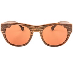 New Vintage Karl Lagerfeld Brown Translucent Stripes 90
s Germany Sunglasses