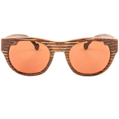 New Vintage Karl Lagerfeld Brown Translucent Stripes 90's Germany Sunglasses 5