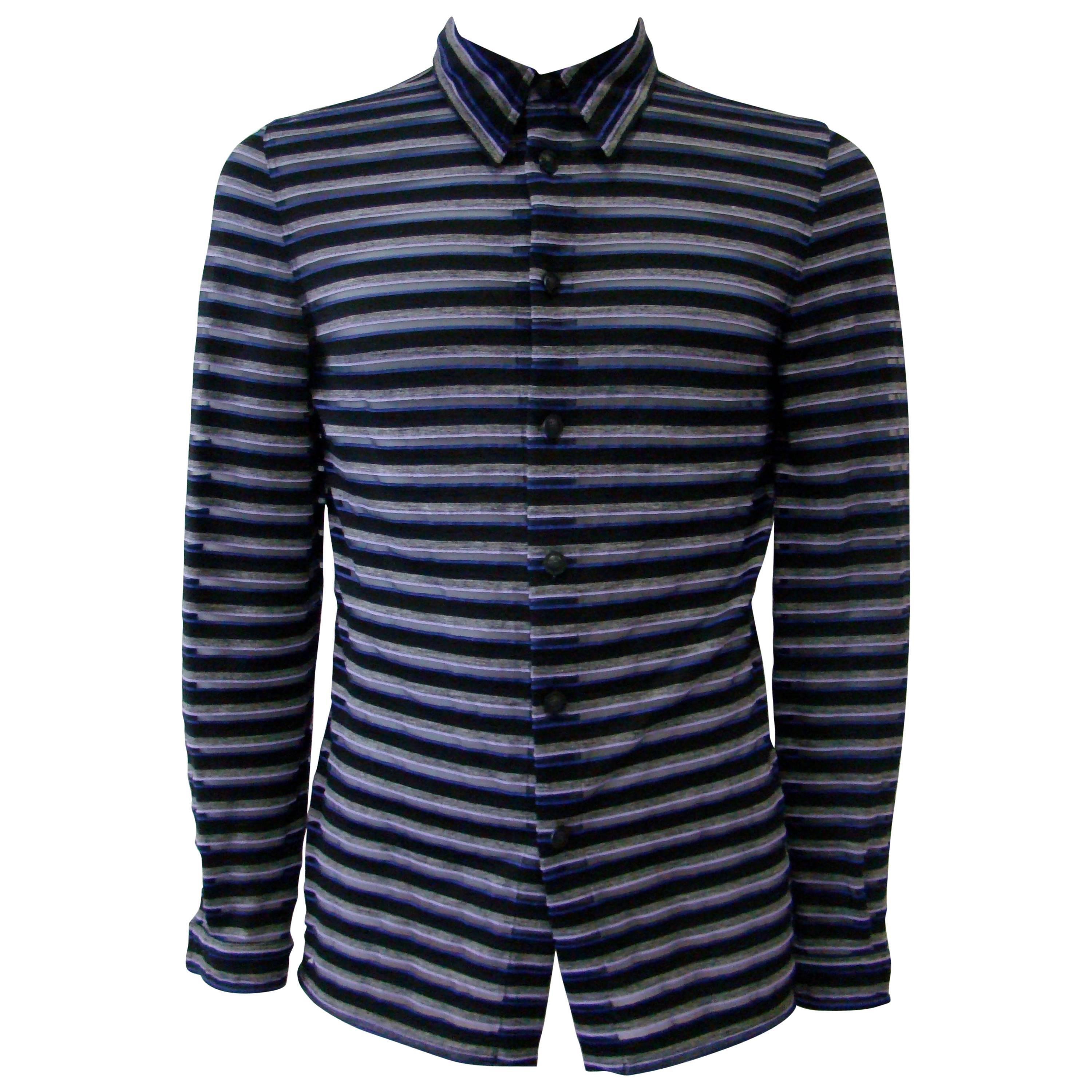 Gianni Versace Striped Sheer Shirt Fall 1997 For Sale