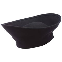 Maeve Carr for Donna Karan Black Wool Felt Hat, Circa 1980's
