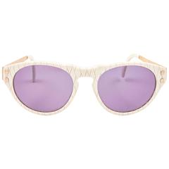 New Vintage Karl Lagerfeld 3601 White & Gold 1990's Sunglasses 2