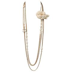 2005 Chanel Silvered Multichains with White Metal Camelia 2