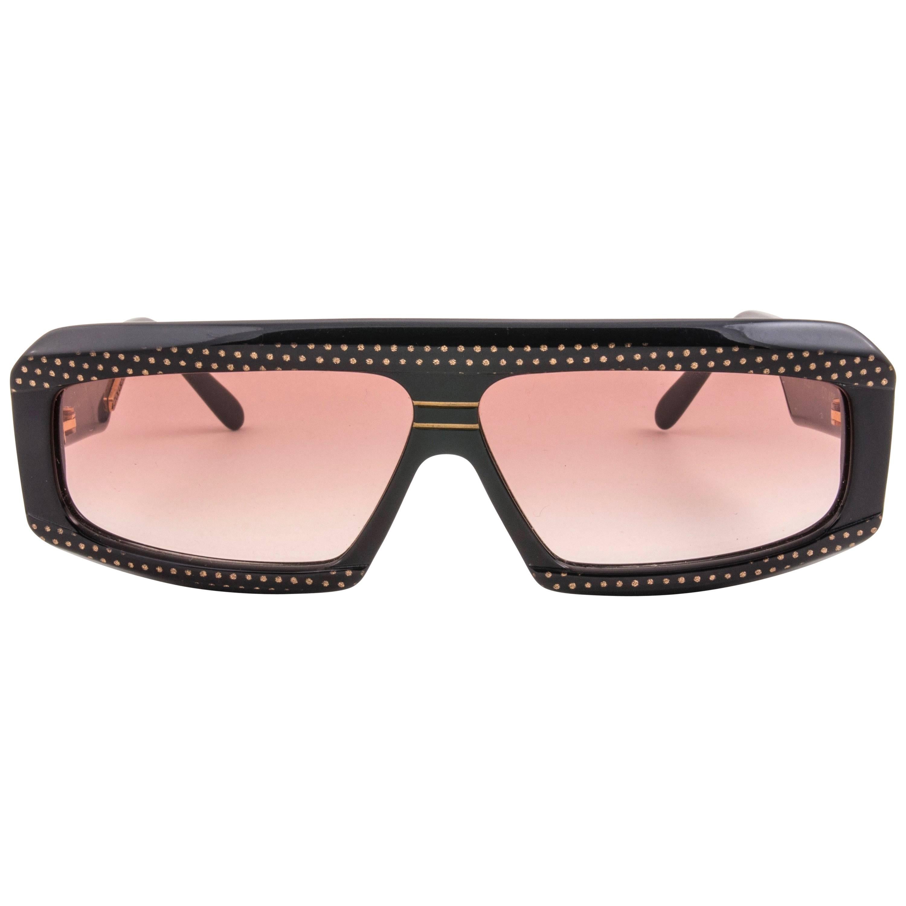 New Vintage Claudia Carlotti Zesty CS400 Black Gold Dots 80's Handmade France For Sale