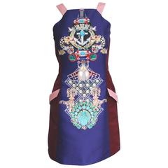 MARY KATRANTZOU Navy Fenbot Print Shift Dress uk 8  