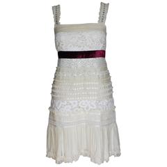 New LOUIS VUITTON 2006 Cream Lace Embroidered Sequin Dress F36 uk 8  