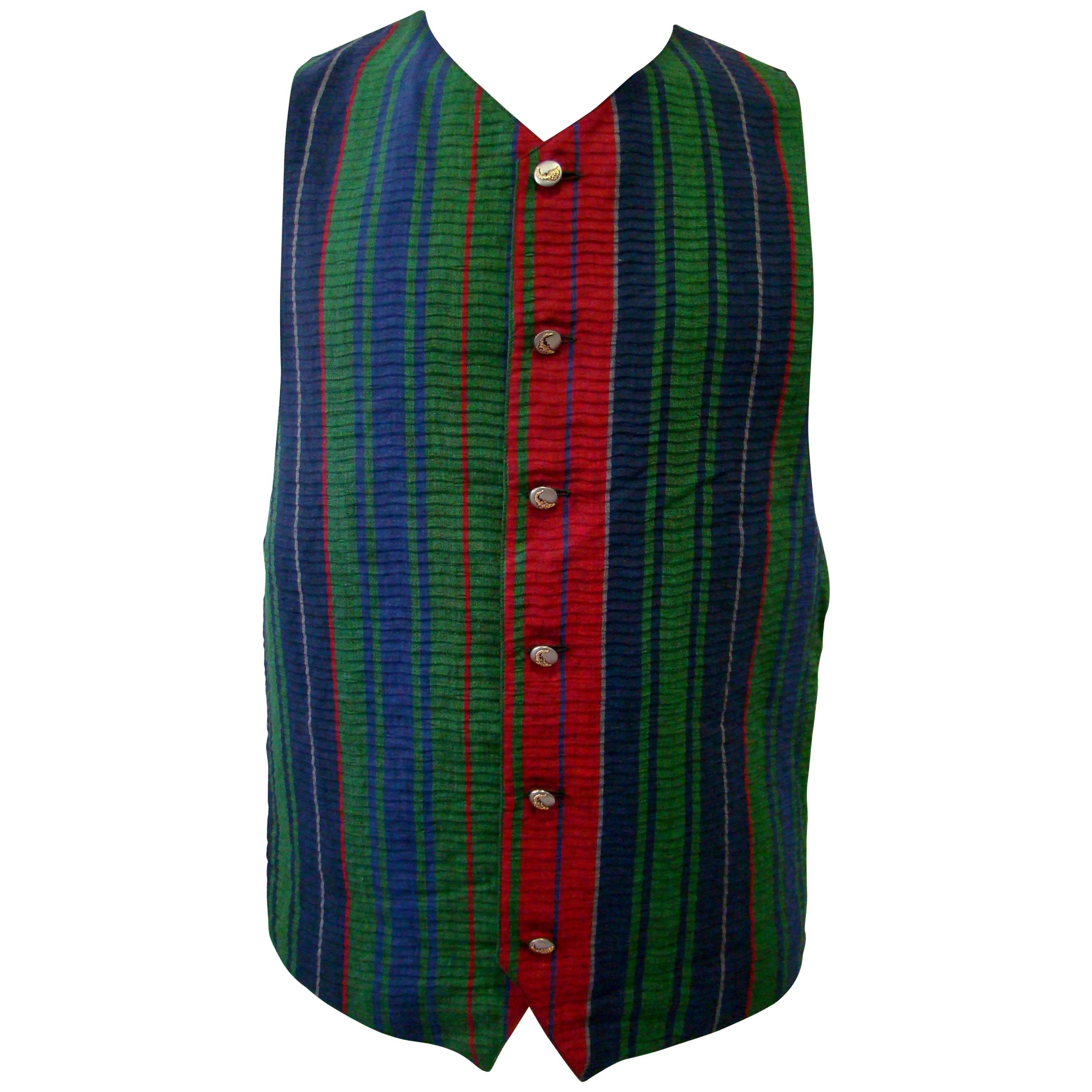 Istante By Gianni Versace Printed Linen Waistcoat Spring 1994 For Sale